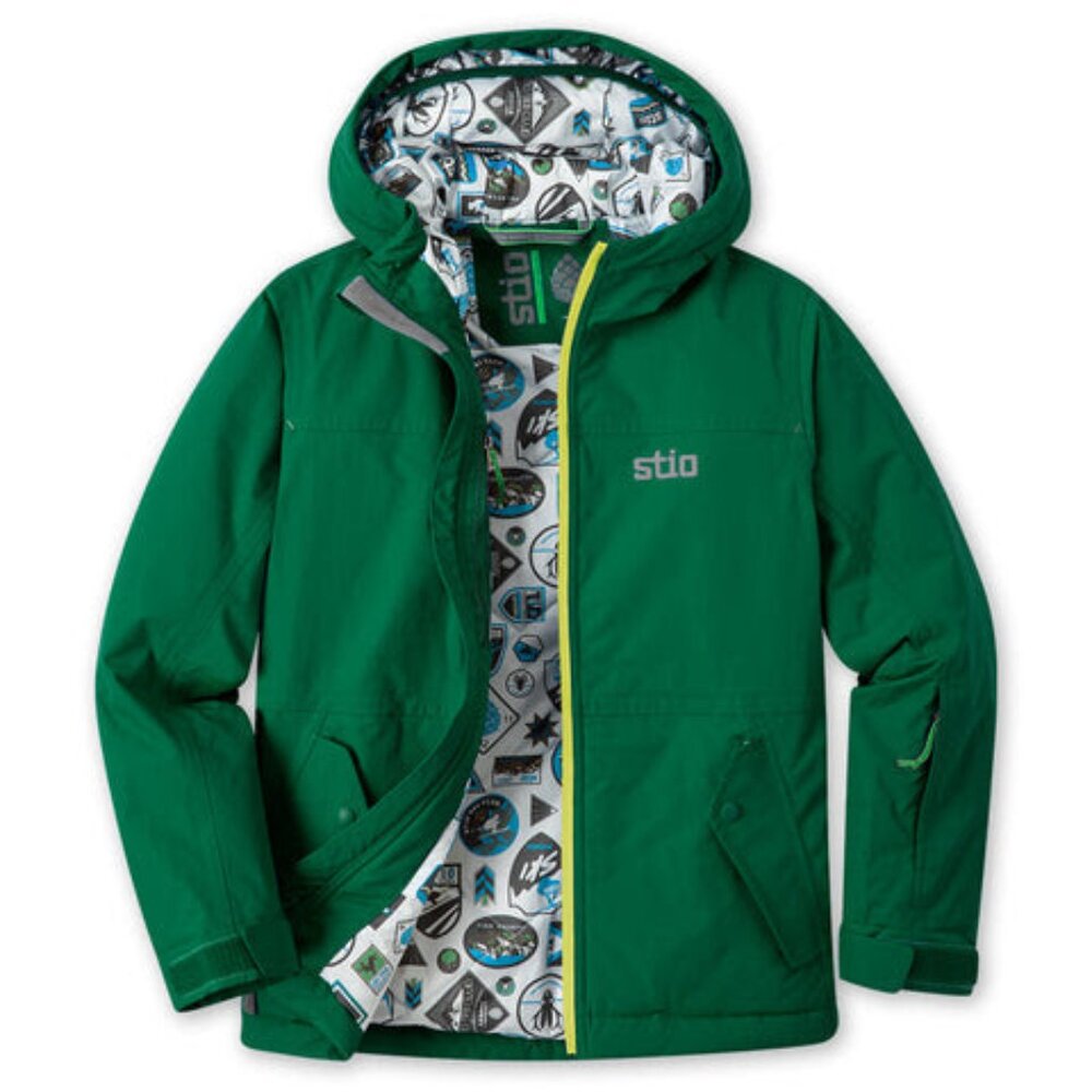 Stio Kids Rafferty Insulated Hooded Waterproof Ski Jacket Conifer Green Size 10